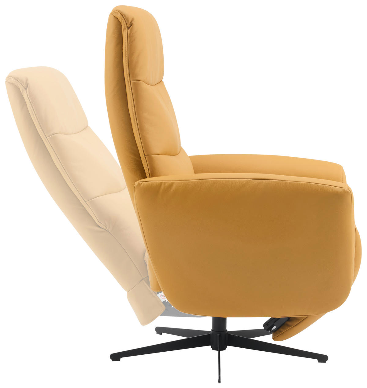 RELAKS FOTELJA tekstil, koža  žuta   - žuta/crna, Design, koža/tekstil (76/112/80cm) - Livetastic