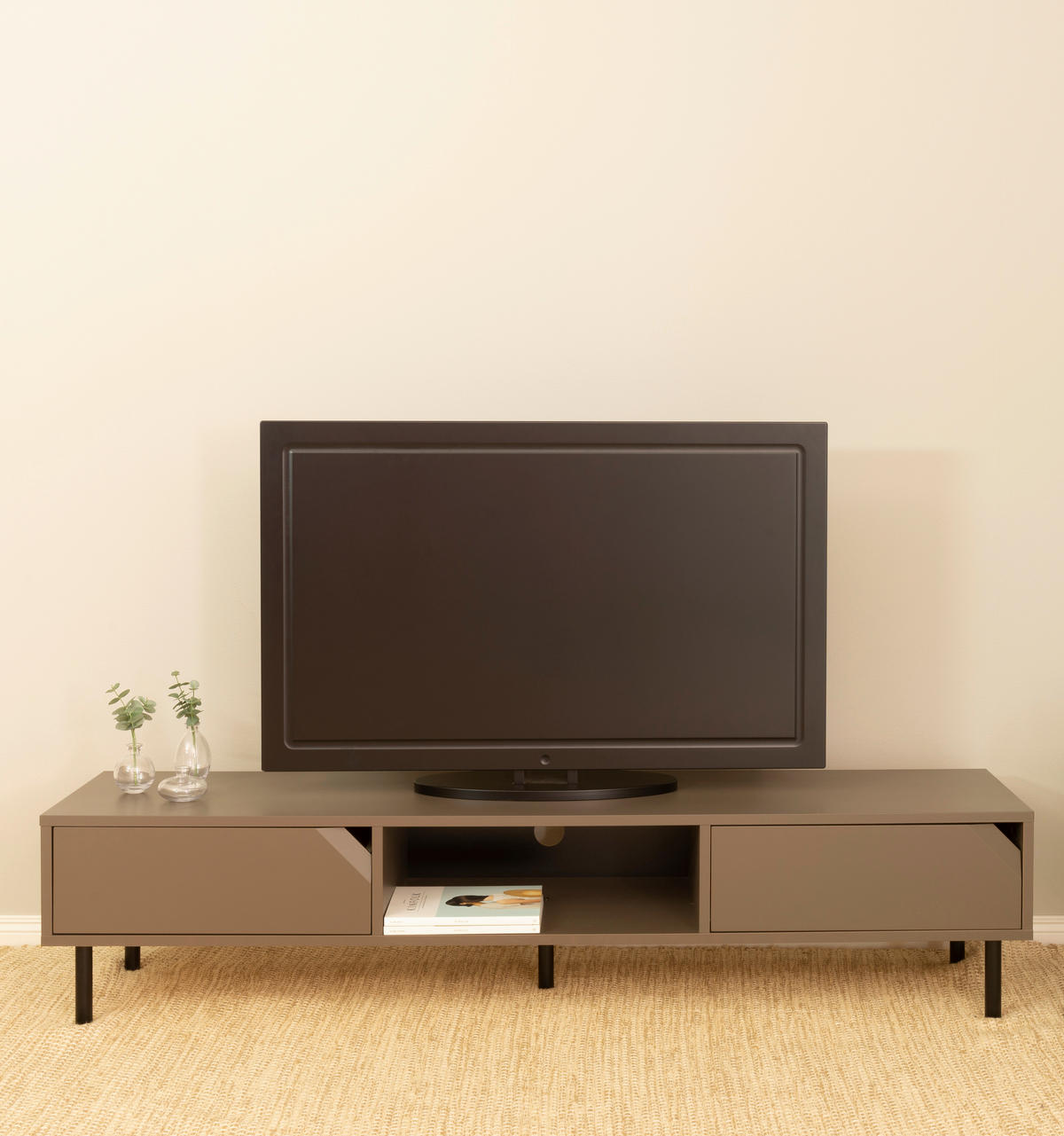 LOWBOARD  in 176,5/39/43 cm  - Taupe/Schwarz, Design, Holzwerkstoff/Metall (176,5/39/43cm)