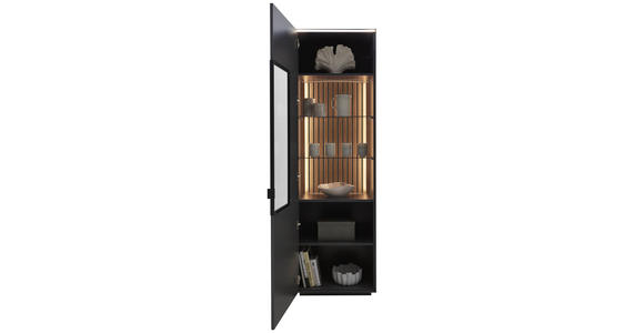 VITRINE in Eiche Anthrazit - Anthrazit/Schwarz, Design, Glas/Holz (60,8/198,6/40cm) - Dieter Knoll