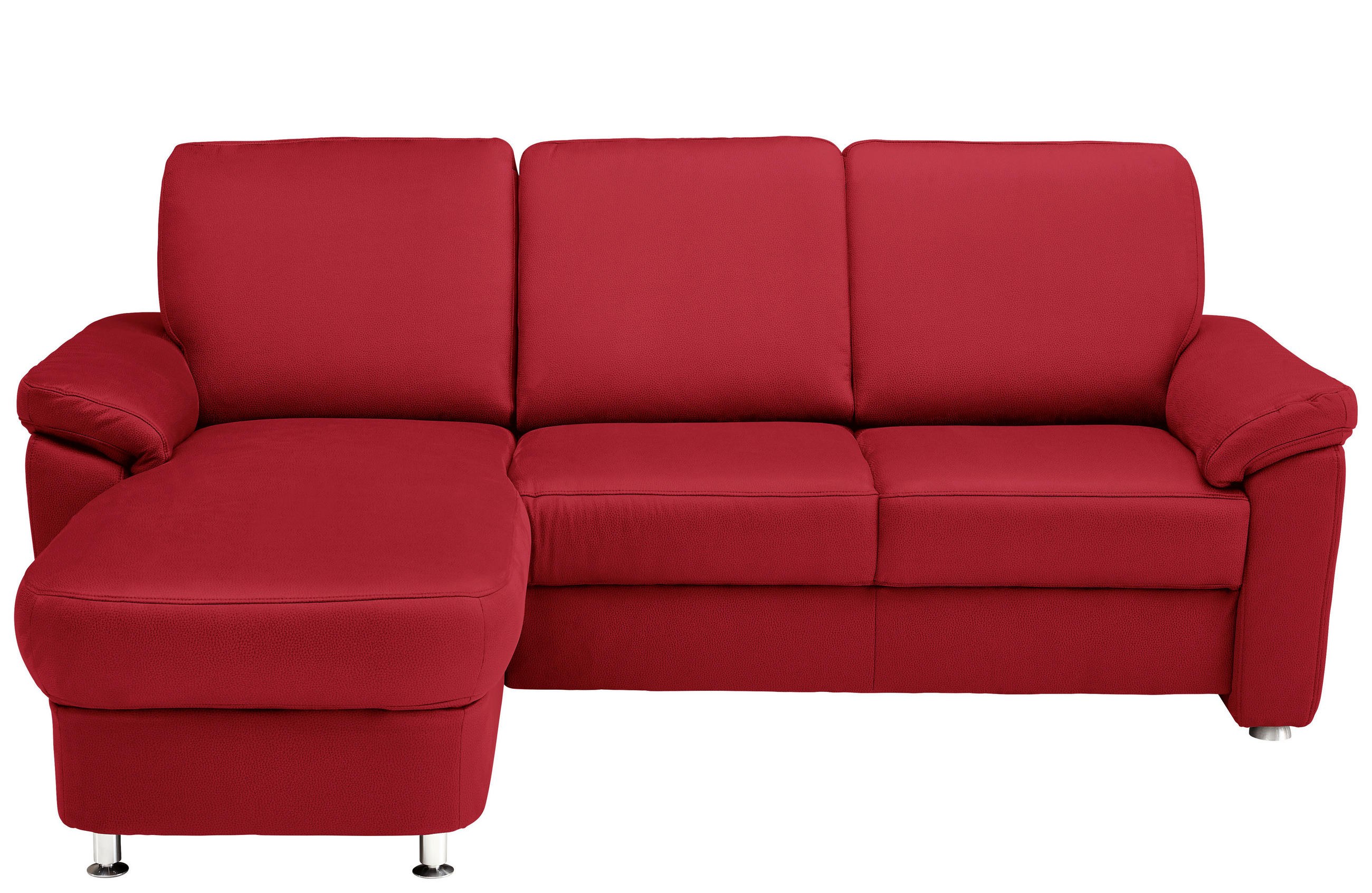 ECKSOFA Rot Flachgewebe - Chromfarben/Rot, KONVENTIONELL, Textil/Metall (163/220cm) - Beldomo System