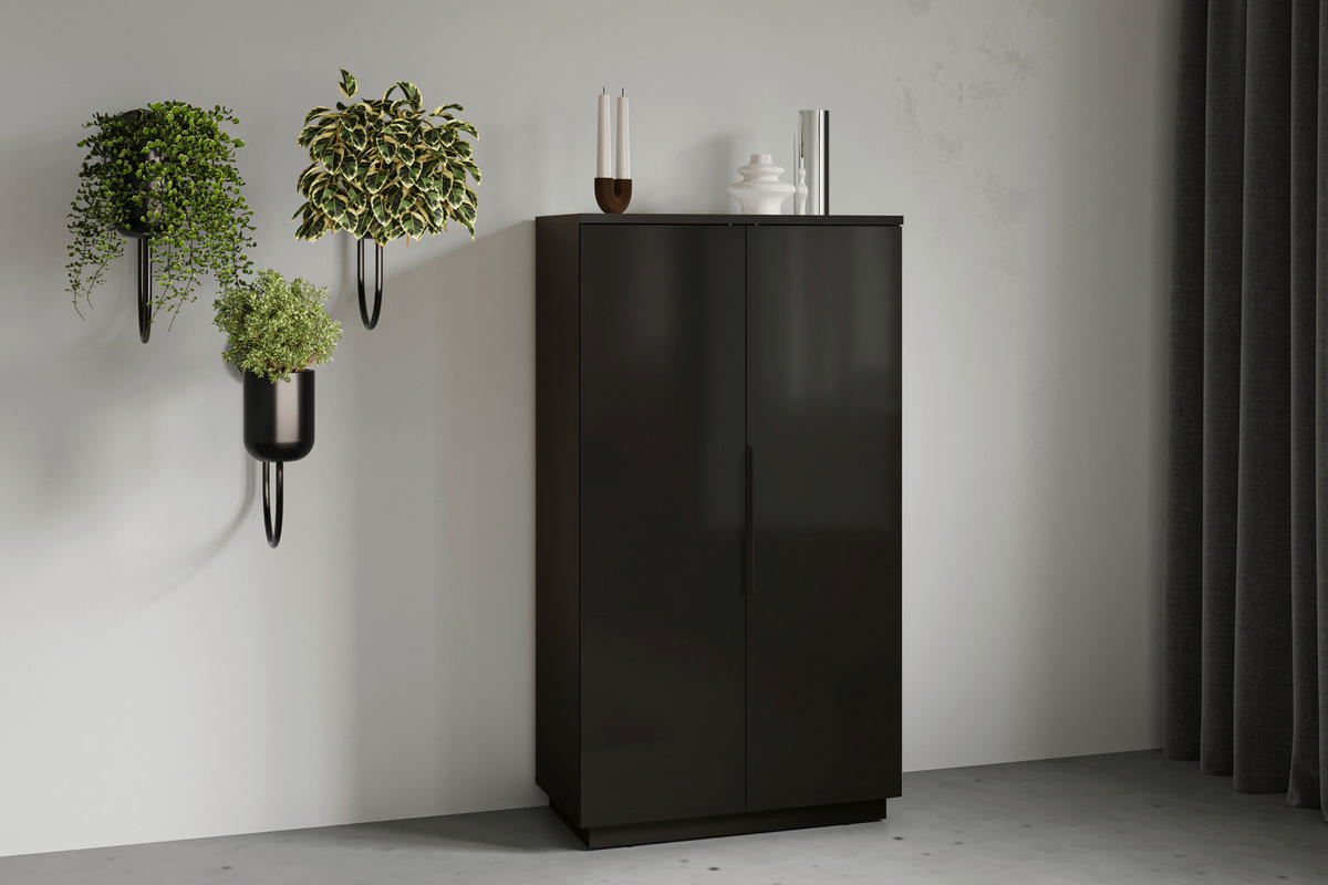 HIGHBOARD Tuluza 80/145,1/40,5 cm  - Schwarz Hochglanz/Schwarz, Design, Holzwerkstoff/Metall (80/145,1/40,5cm) - MID.YOU
