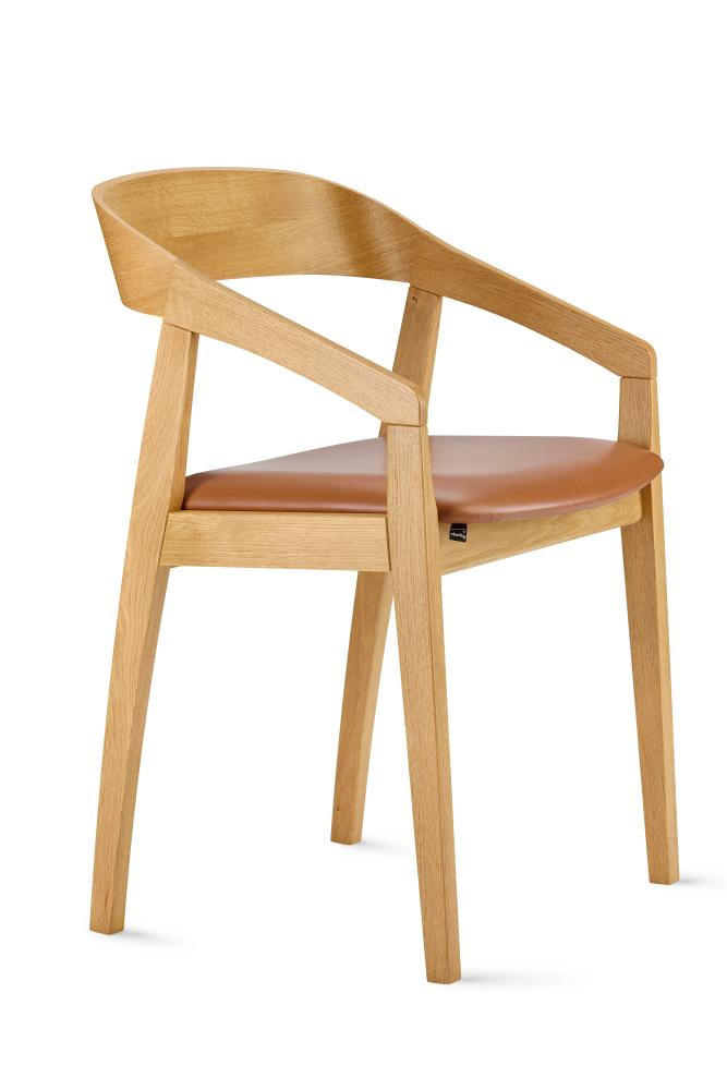 STOL MED ARMSTÖD  läderutbud, tygutbud  äkta läder  ekfärgad, cognacfärgad  - cognacfärgad/ekfärgad, Design, läder/trä (50/77/51cm) - Skovby