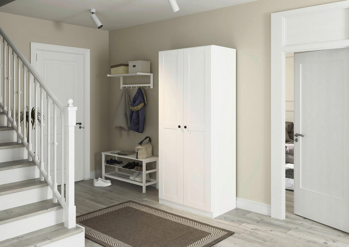 DREHTÜRENSCHRANK 91/210/54 cm,  in Weiß, 2-türig  - Schwarz/Weiß, KONVENTIONELL, Holzwerkstoff/Kunststoff (91/210/54cm) - home24