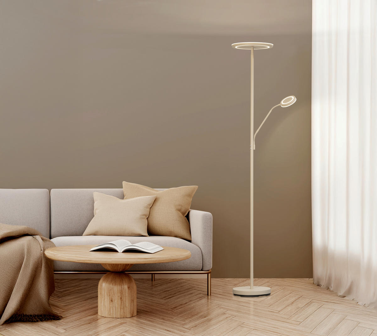 LED-STEHLEUCHTE  30/182/50 cm   - Sandfarben, KONVENTIONELL, Metall (30/182/50cm) - Fischer & Honsel