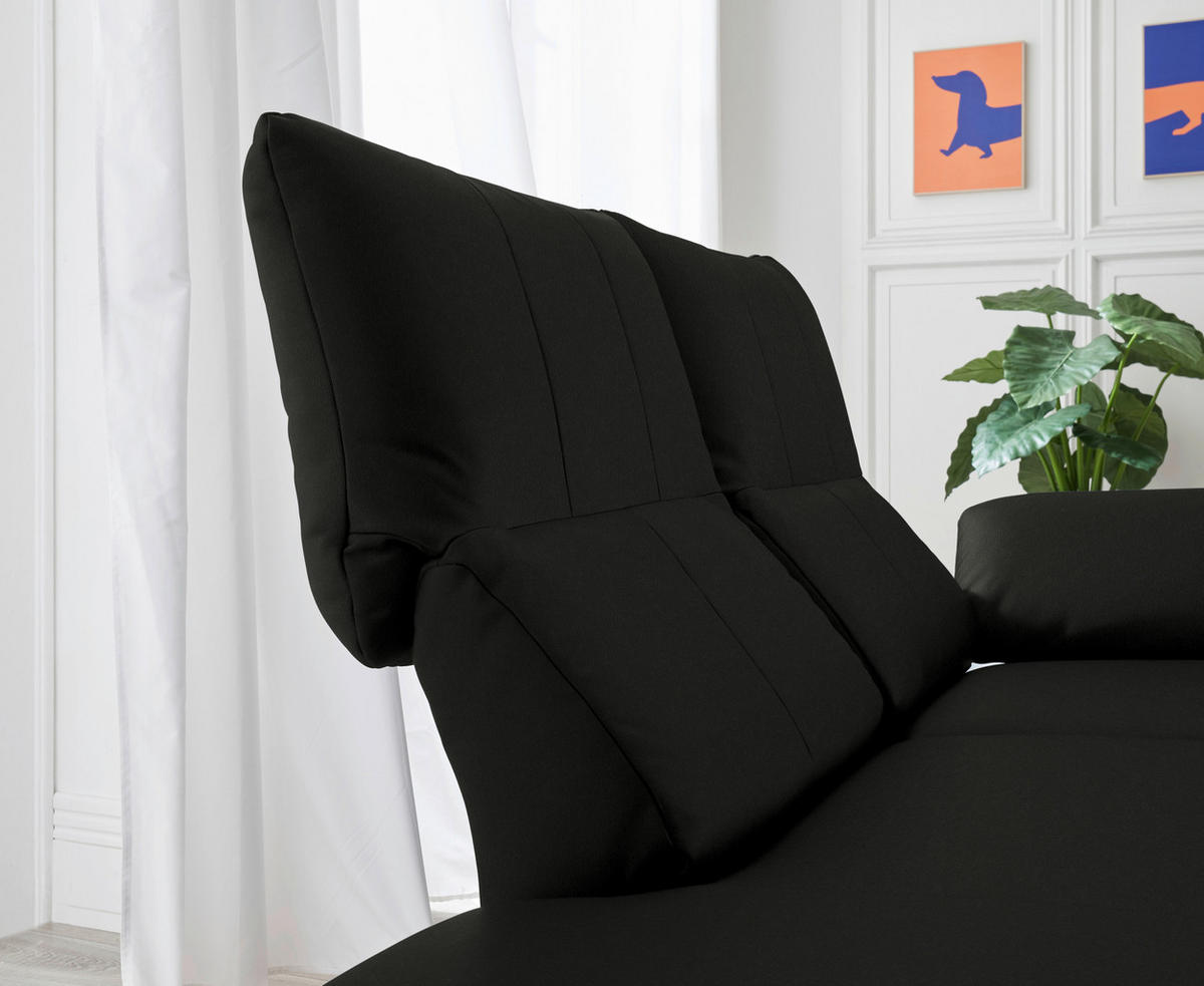 RÉCAMIERE in Echtleder Schwarz  - Chromfarben/Schwarz, Design, Leder/Metall (209/85-109/95-16cm) - Dieter Knoll