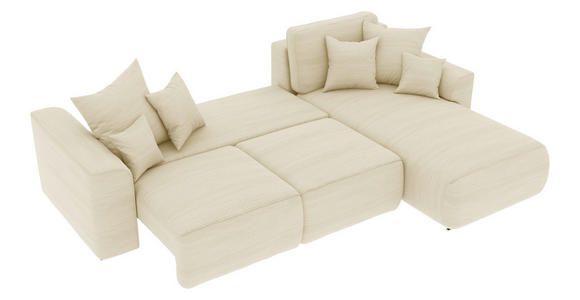 ECKSOFA Beige Cord  - Chromfarben/Beige, KONVENTIONELL, Kunststoff/Textil (293/195cm) - Carryhome