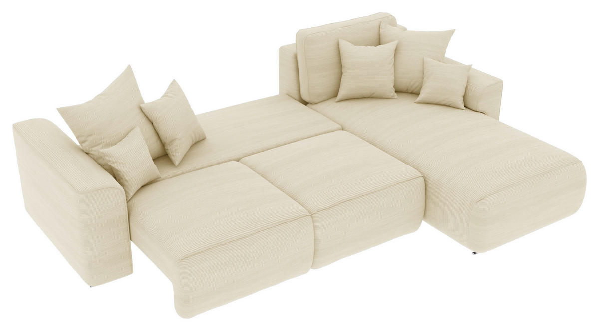 ECKSOFA in Cord Beige  - Chromfarben/Beige, Konventionell, Kunststoff/Textil (293/195cm) - MID.YOU
