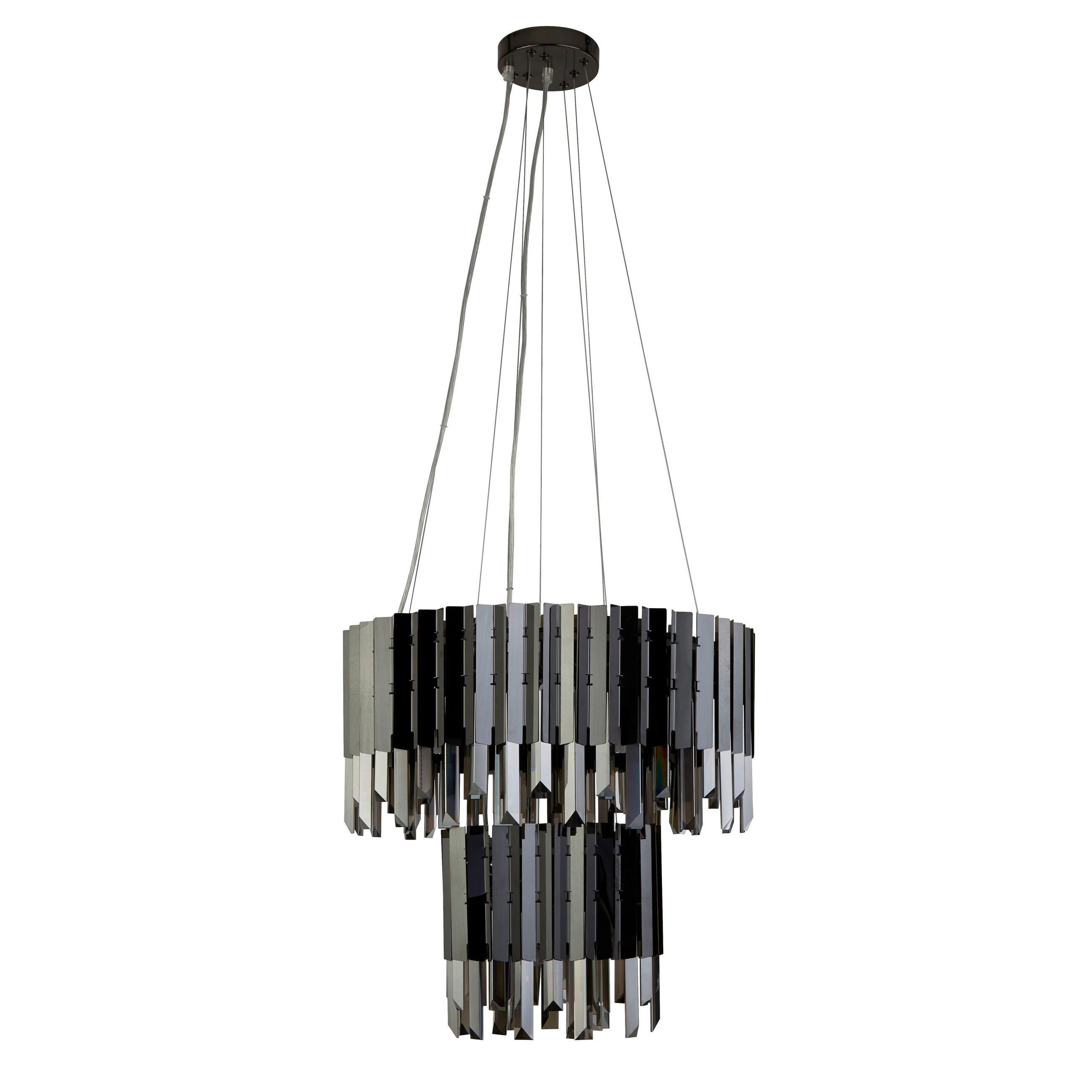 HÄNGLAMPA I KRISTALL Rotunda 48/150 cm  - svart högglans, Design, metall/glas (48/150cm)