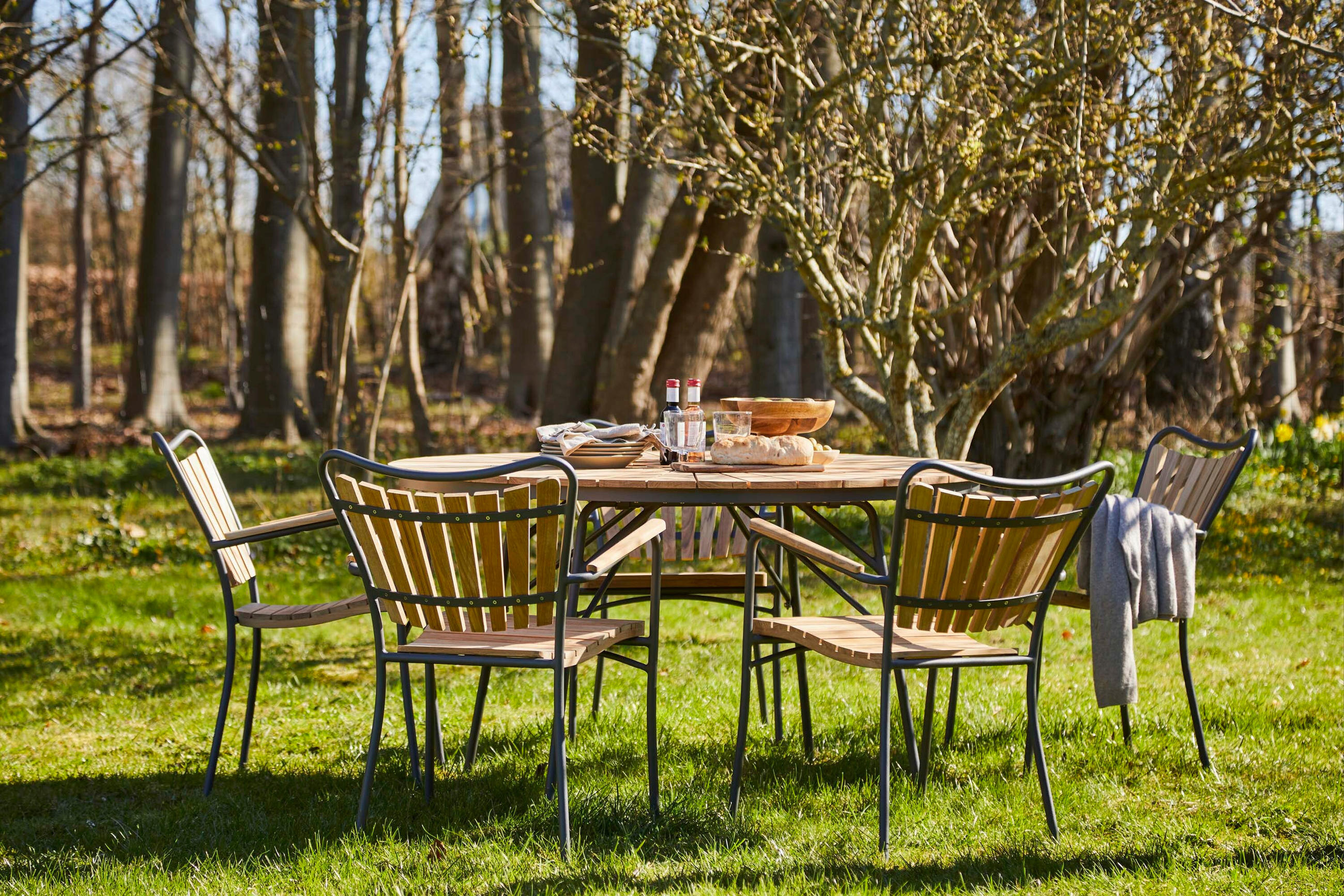 GARTENTISCHGRUPPE Teakholz vollmassiv Aluminium  - Anthrazit/Teakfarben, Natur, Holz/Metall (180/180/78cm) - Gardenson
