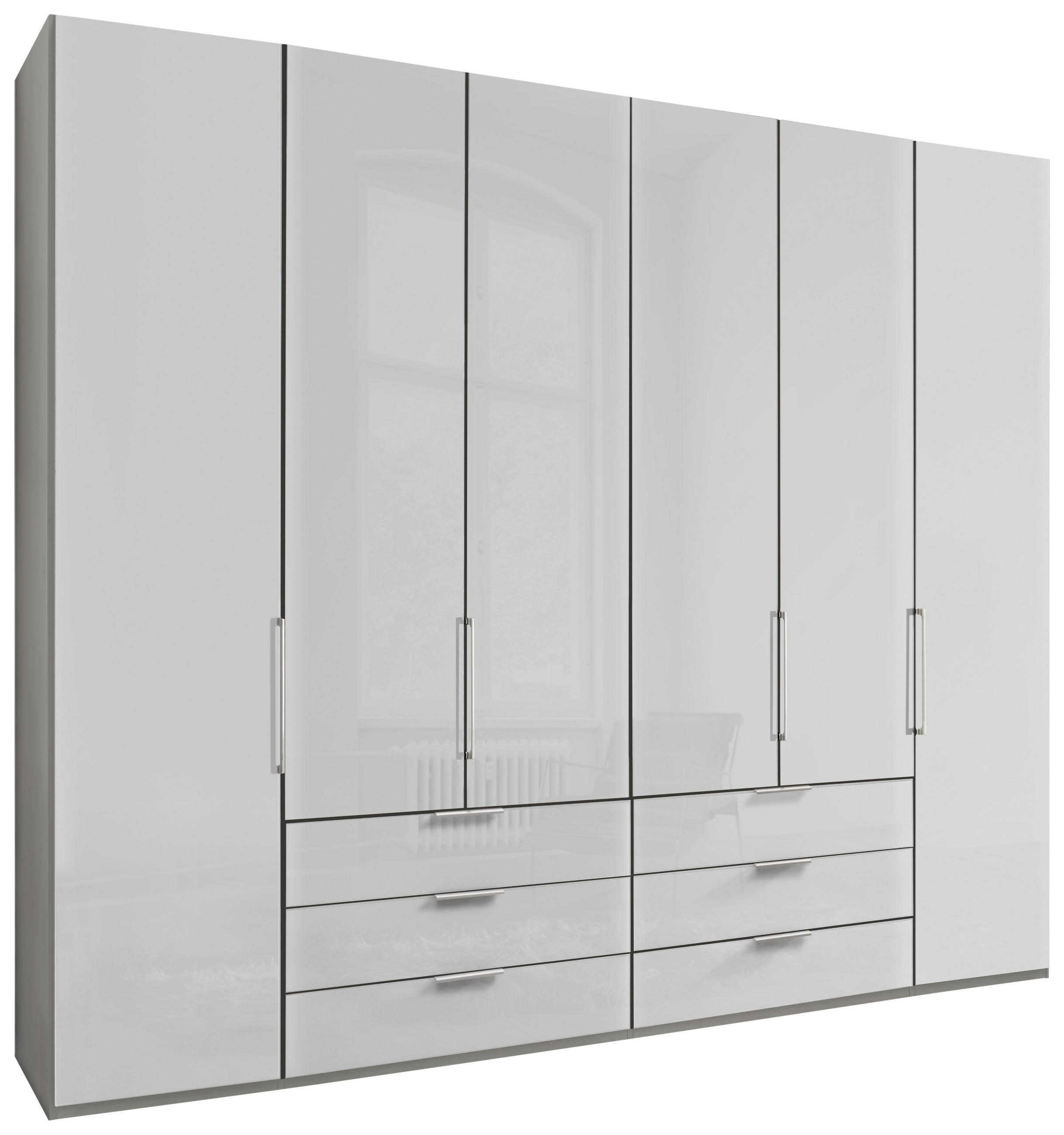 DREHTÜRENSCHRANK 6-türig Grau, Weiß - Chromfarben/Weiß, KONVENTIONELL, Glas/Holzwerkstoff (250/216/58cm) - Dieter Knoll