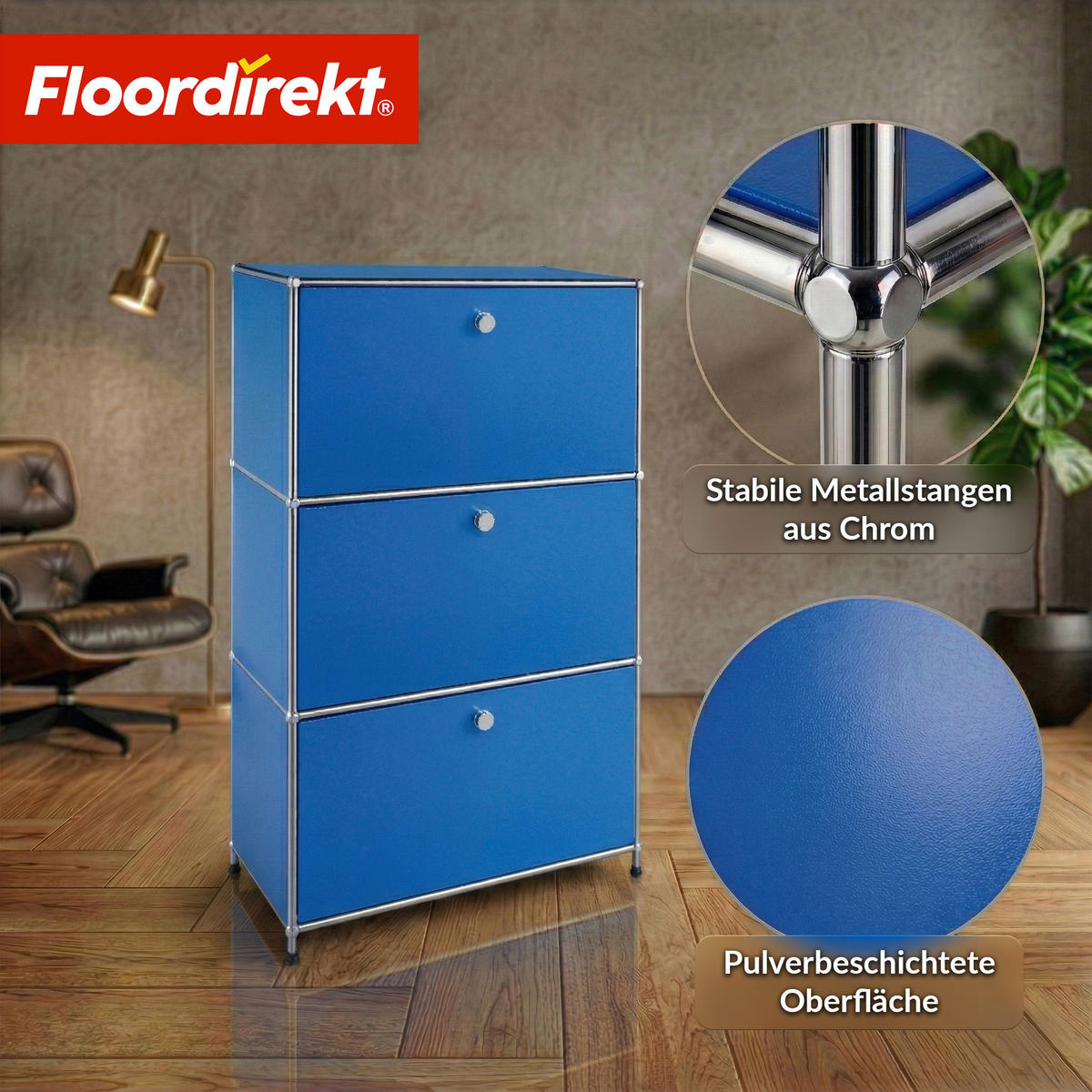 REGAL Blau  - Blau, Basics, Metall (75/120/40cm) - Floordirekt