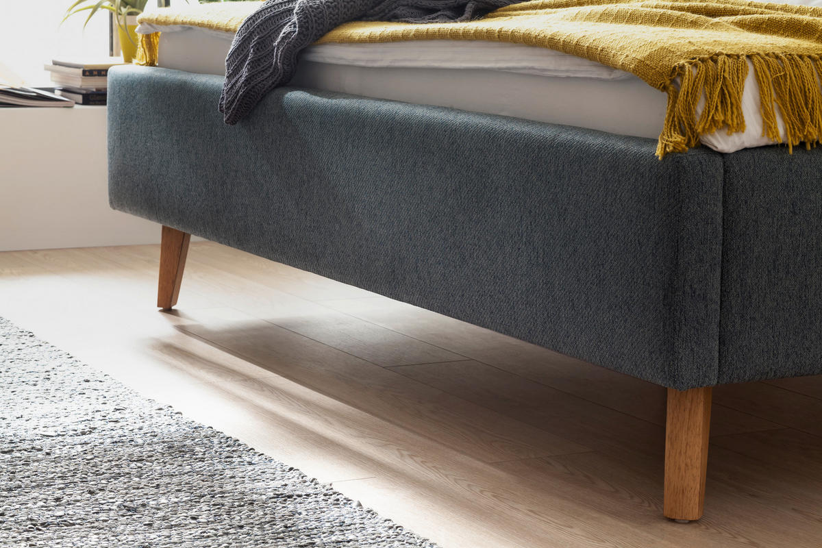 POLSTERBETT Lattenrost, Bettkasten Blau 140/200 cm  - Blau/Eichefarben, KONVENTIONELL, Holz/Textil (140/200cm) - Livetastic
