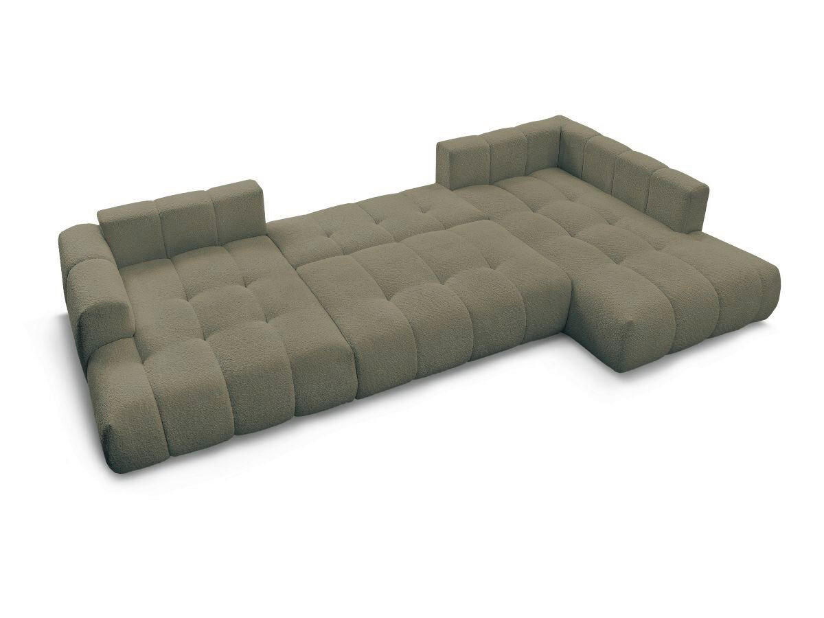 WOHNLANDSCHAFT  FUJI  Grün Bouclé  - Schwarz/Grün, MODERN, Kunststoff/Textil (160/377/204cm)