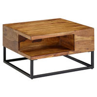 KLUBSKA MIZA, barve indijskega rožnega lesa  - črna/barve indijskega rožnega lesa, Moderno, kovina/les (60/60/34,5cm) - MID.YOU