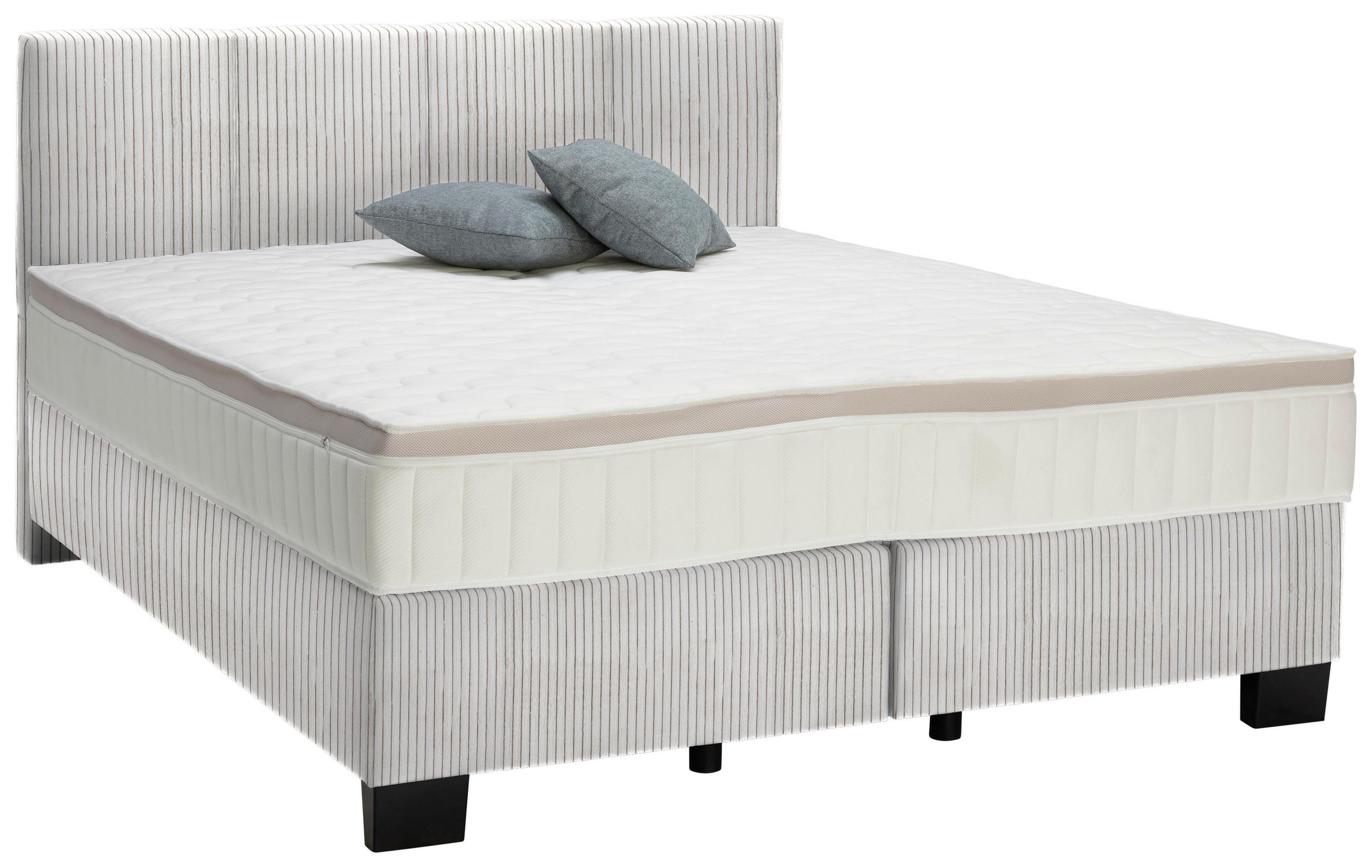 BOXSPRINGBETT 160/200 cm  Hellgrau  - Hellgrau/Schwarz, Design, Kunststoff/Textil (160/200cm) - Hom`in