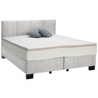 BOXSPRINGBETT 200/200 cm  in Hellgrau  - Hellgrau/Schwarz, Design, Kunststoff/Textil (200/200cm) - Hom`in