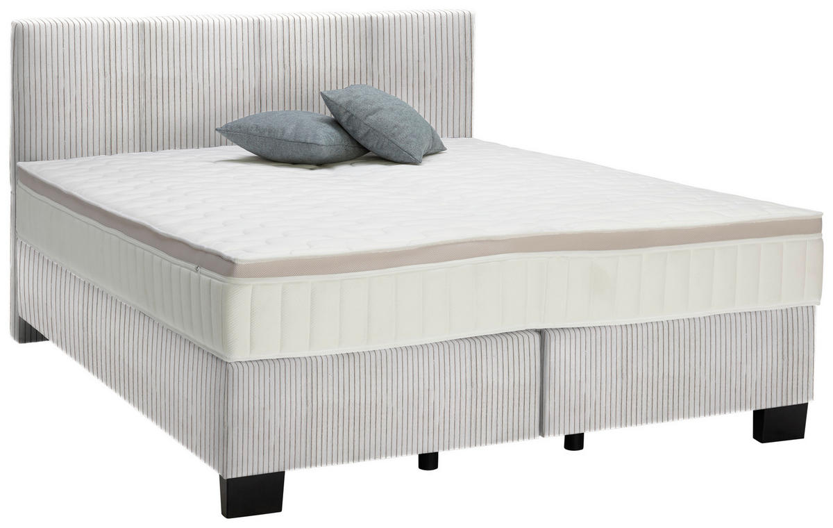BOXSPRINGBETT 200/200 cm  in Hellgrau  - Hellgrau/Schwarz, Design, Kunststoff/Textil (200/200cm) - Hom`in