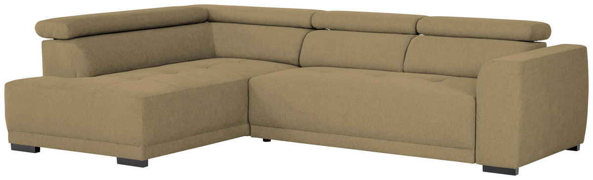 ECKSOFA Olivgrün Struktur  - Schwarz/Olivgrün, Design, Kunststoff/Textil (205/284cm) - Xora