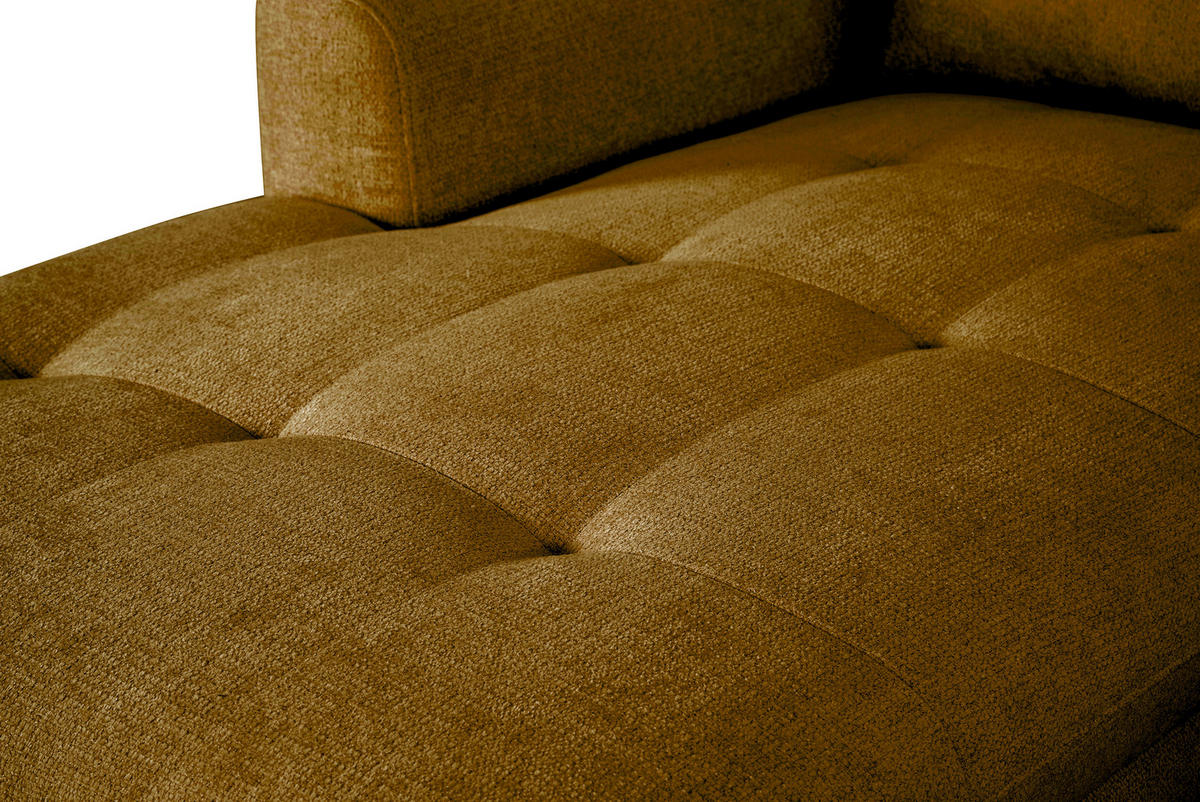 WOHNLANDSCHAFT Senfgelb Chenille  - Senfgelb/Schwarz, KONVENTIONELL, Textil/Metall (160/340/188cm) - Xora