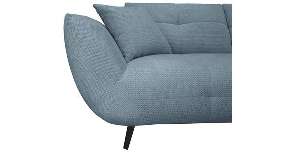 ECKSOFA Blaugrau Chenille Armlehnenkissen, Rücken echt, Sitztiefenverstellung  - Blaugrau/Schwarz, KONVENTIONELL, Textil/Metall (313/215cm) - Hom`in