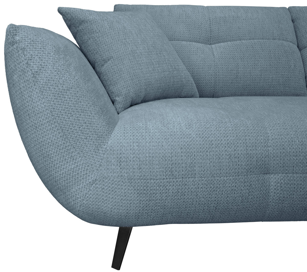 ECKSOFA Blaugrau Chenille Armlehnenkissen, Rücken echt, Sitztiefenverstellung  - Blaugrau/Schwarz, KONVENTIONELL, Textil/Metall (313/215cm) - Hom`in