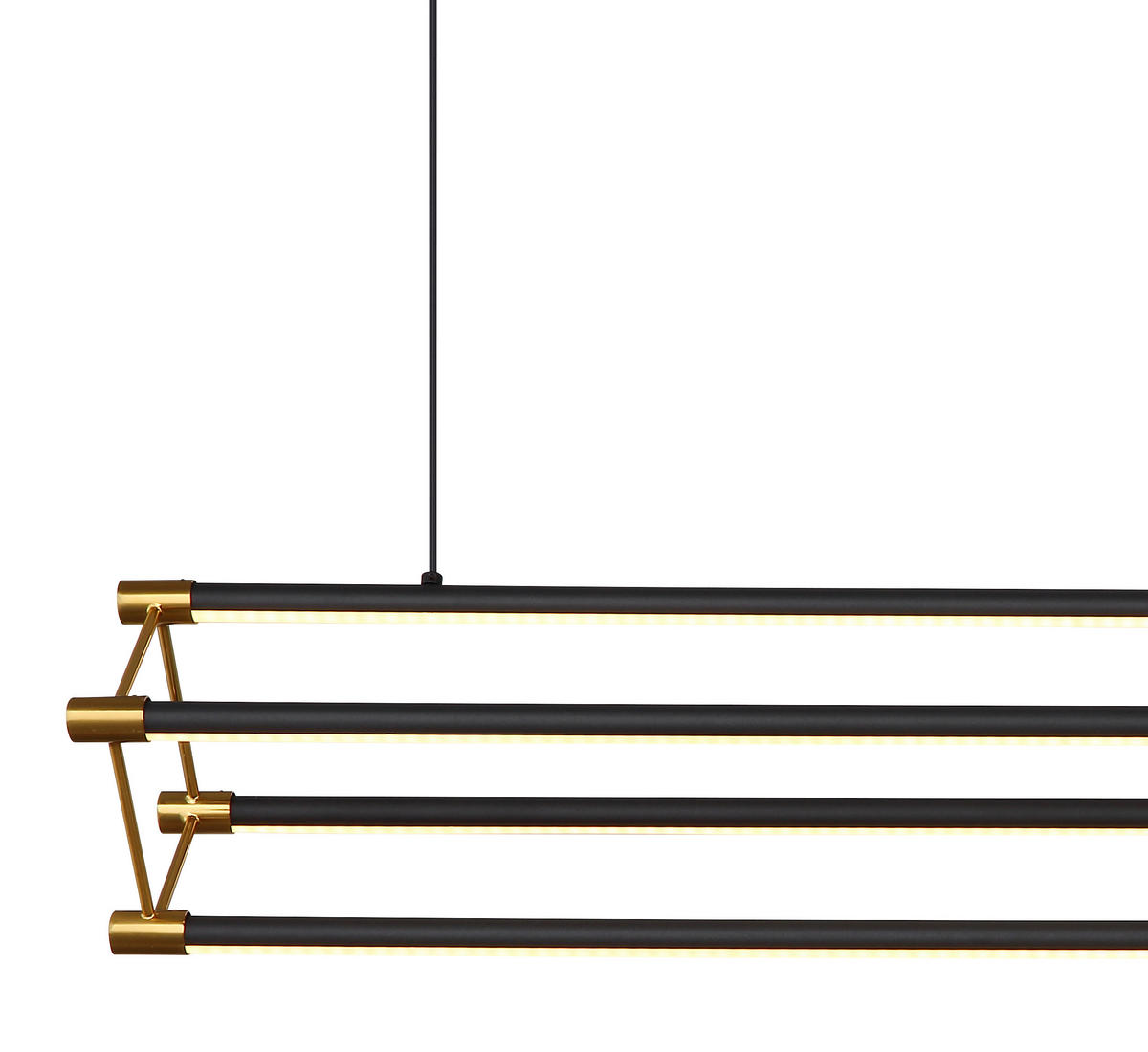 LED-HÄNGLAMPA KAYSON 104/16,2/150 cm  - svart/guldfärgad, Design, metall/plast (104/16,2/150cm) - Globo