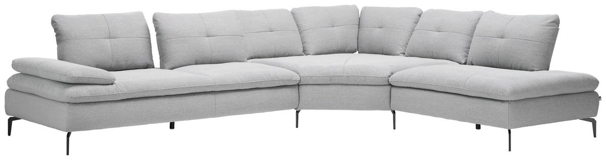 ECKSOFA  in Flachgewebe Hellgrau  344/271 cm  - Hellgrau/Schwarz, Design, Textil/Metall (344/271cm) - Chilliano