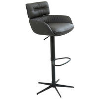 BARHOCKER Echtleder Schwarz Eisen Sitzfläche 360° drehbar  - Schwarz, Design, Leder/Metall (54/105/53cm) - Dieter Knoll
