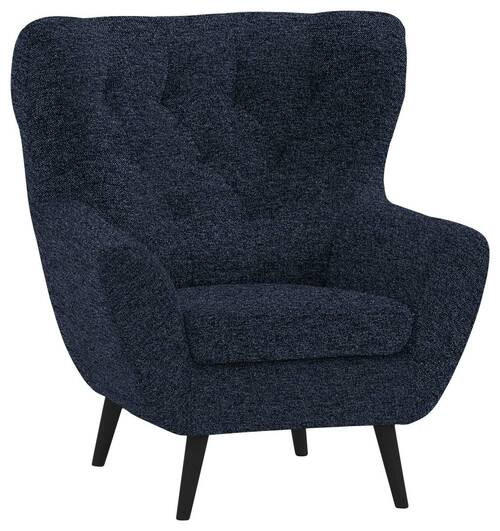 SESSEL in Flachgewebe Dunkelblau  - Anthrazit/Schwarz, Design, Holz/Textil (87/101/95cm) - Stylife