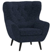 SESSEL in Flachgewebe Dunkelblau  - Anthrazit/Schwarz, Design, Holz/Textil (87/101/95cm) - Stylife