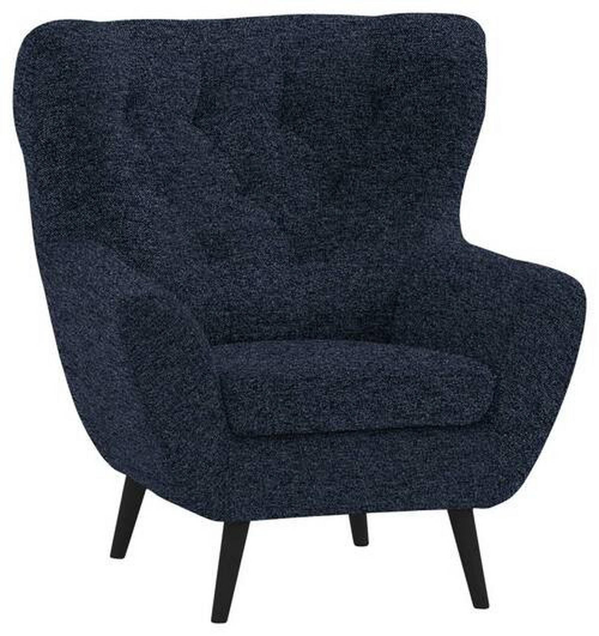 SESSEL in Flachgewebe Dunkelblau  - Anthrazit/Schwarz, Design, Holz/Textil (87/101/95cm) - Stylife