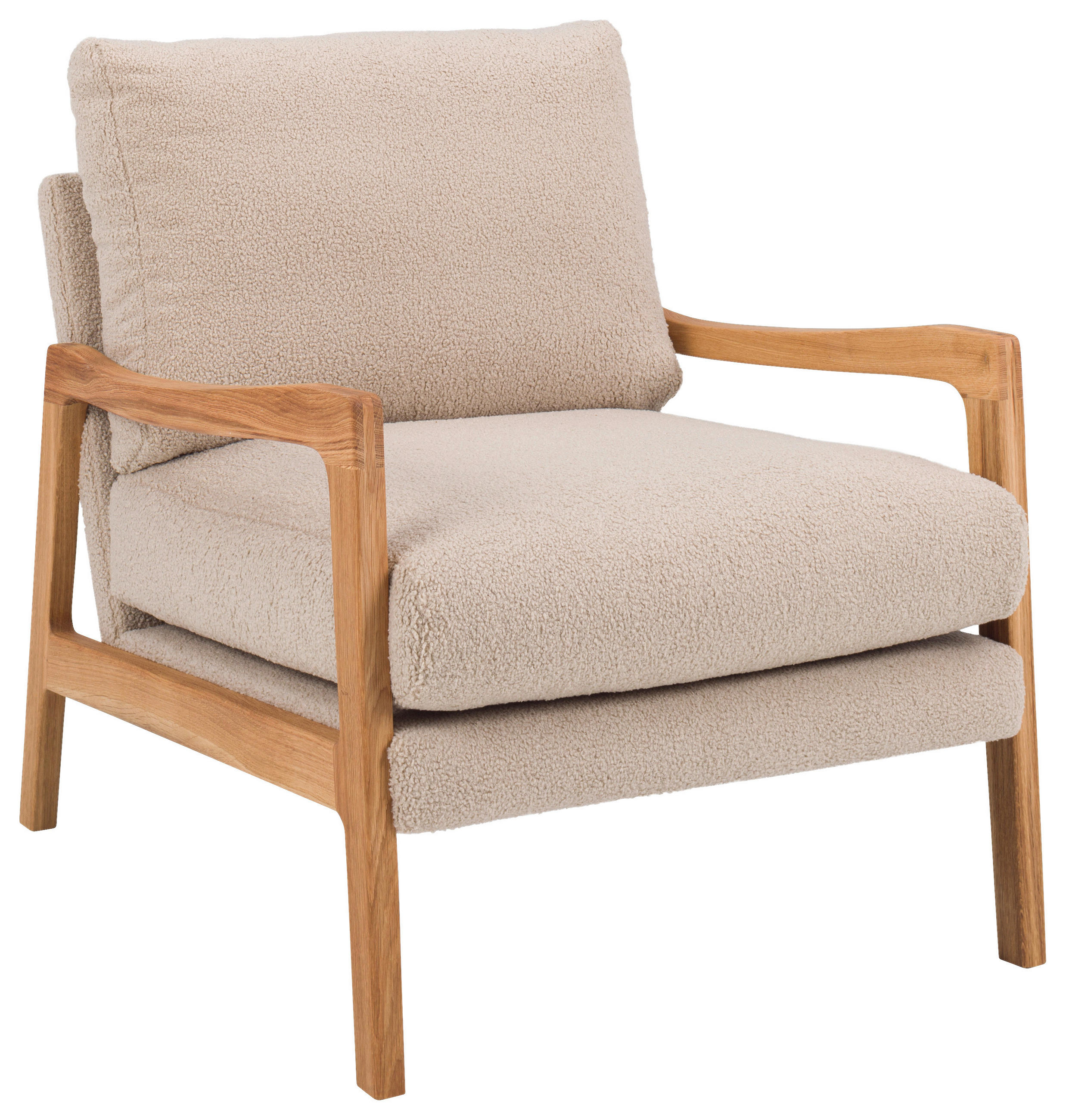 SESSEL Teddystoff Eichefarben, Beige    - Eichefarben/Beige, Design, Holz/Textil (75/83/86cm)