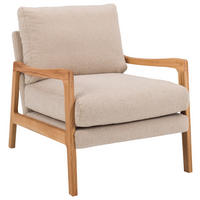 SESSEL Teddystoff Eichefarben, Beige    - Eichefarben/Beige, Design, Holz/Textil (75/83/86cm)