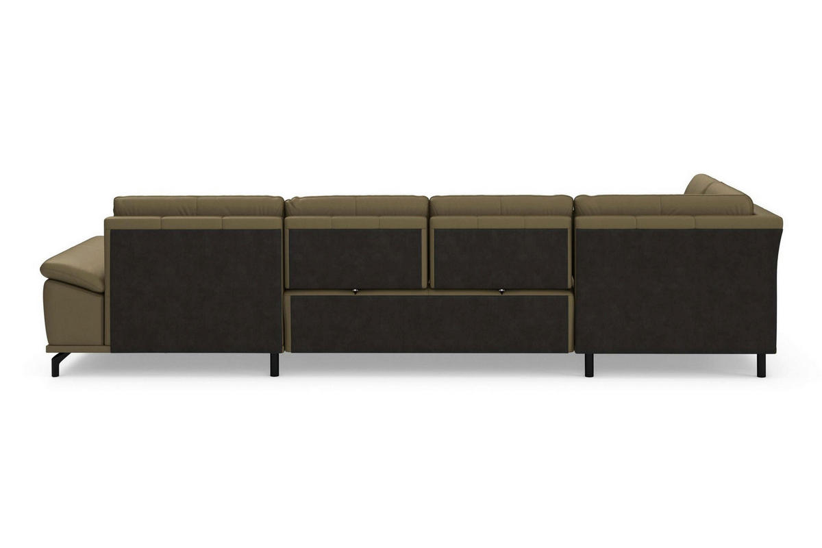 SEDACÍ SOUPRAVA, kůže, olivově zelená - černá/olivově zelená, Basics, kov/textil (223/363/176cm) - Sit & More