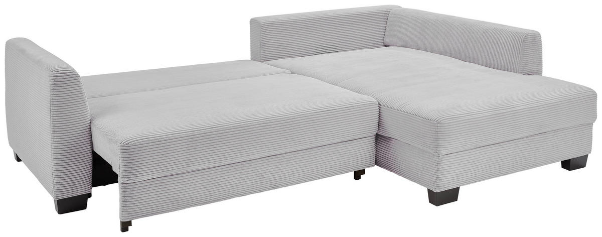 ECKSOFA in Cord Grau  - Anthrazit/Schwarz, KONVENTIONELL, Holz/Textil (267/181cm) - Carryhome