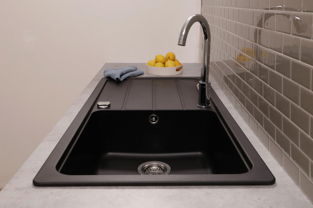 SPÜLE AUSTIN100X50S  - Schwarz, Design, Stein (100/20/50cm) - Respekta