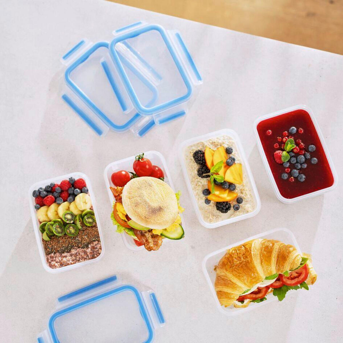 FRISCHHALTEDOSENSET Clip & Close 5-teilig  - Transparent, Basics, Kunststoff (16,7/11,7/27,1cm) - Emsa