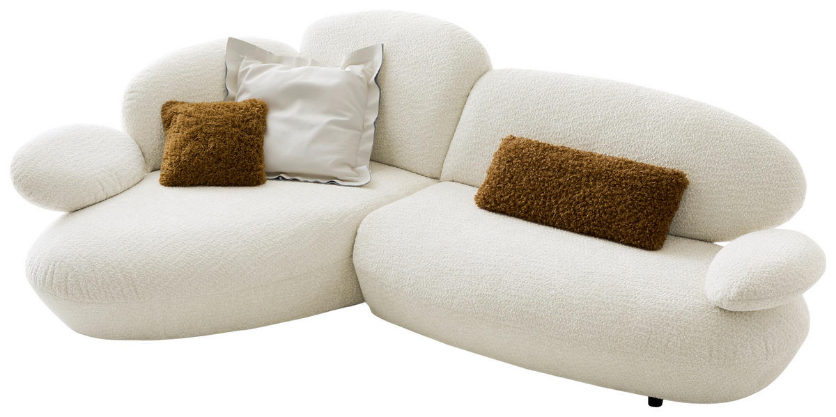 ECKSOFA Weiß Chenille Rücken echt, Armteilverstellung  - Schwarz/Weiß, Design, Kunststoff/Textil (170/278cm) - Koinor