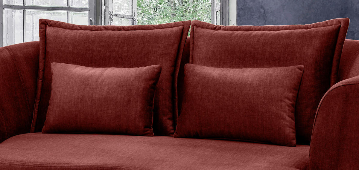 3-SITZER-SOFA in Velours Koralle  - Koralle/Schwarz, Modern, Textil/Metall (209/85/101cm) - Livetastic