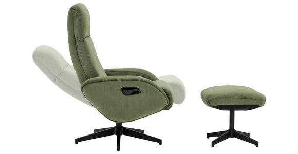 RELAXSESSELSET inkl. Funktion Cord Relaxfunktion, Hocker - Schwarz/Olivgrün, Design, Textil/Metall (75/106/74cm) - Xora