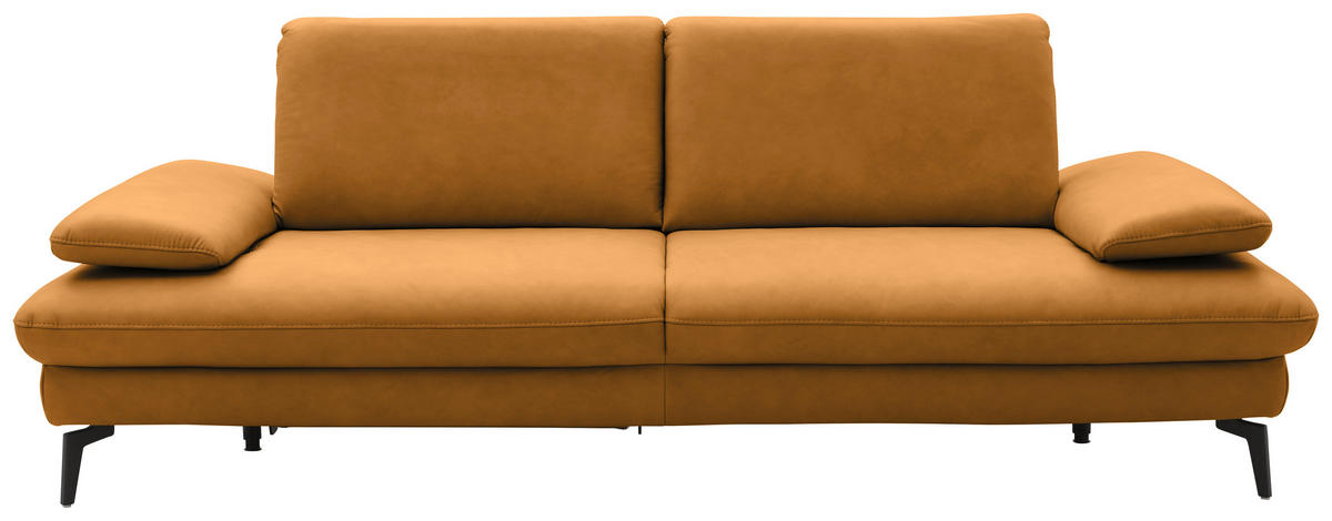 3-SITZER-SOFA in Leder Currygelb  - Currygelb/Schwarz, Design, Leder/Metall (238/86/94cm) - Dieter Knoll