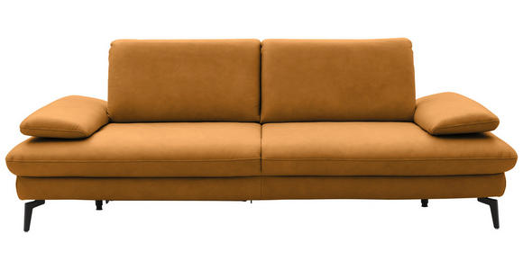 3-SITZER-SOFA Echtleder Currygelb  - Currygelb/Schwarz, Design, Leder/Metall (238/86/94cm) - Dieter Knoll