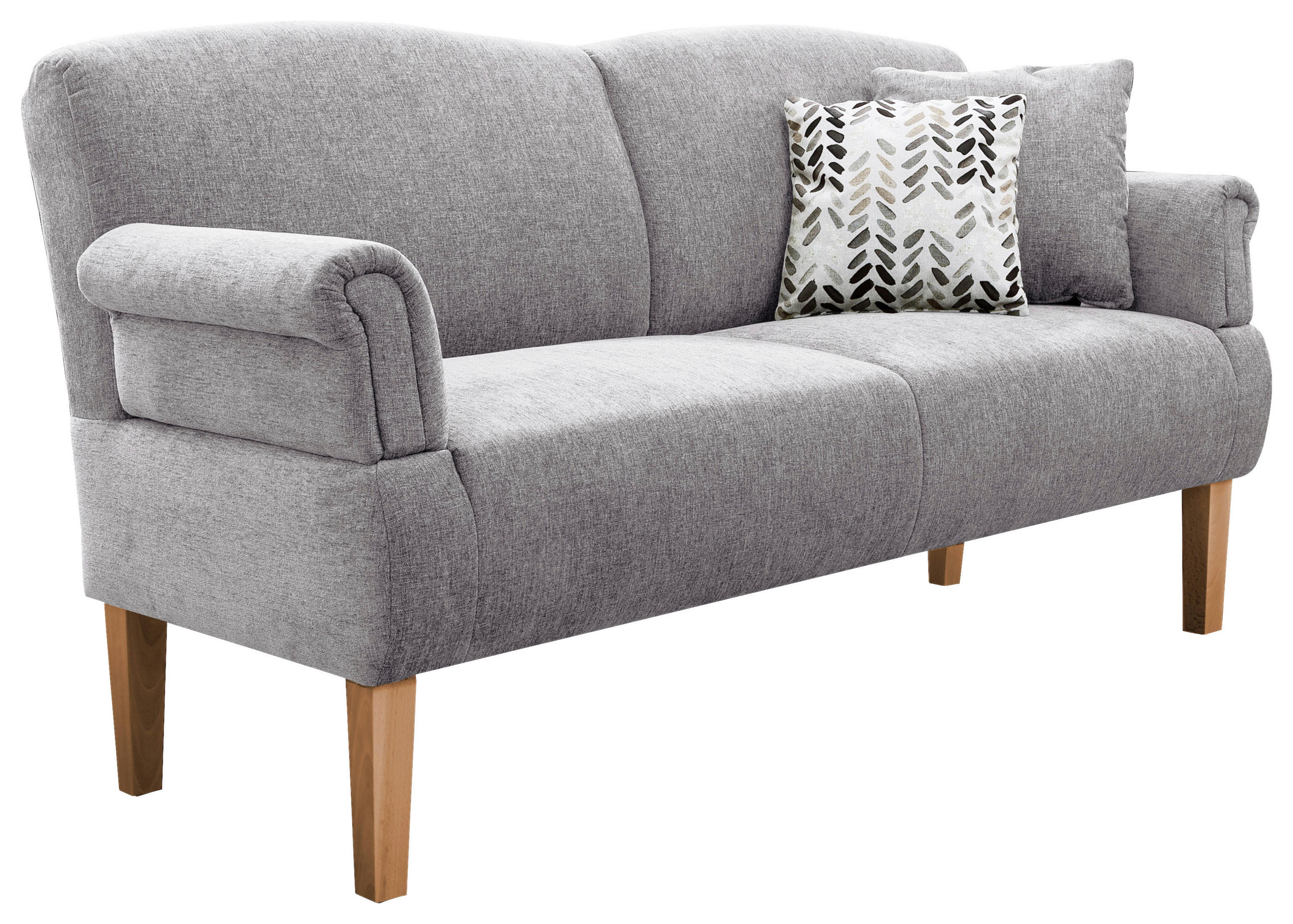 SOFA Flachgewebe Hellgrau  - Hellgrau/Naturfarben, ROMANTIK / LANDHAUS, Holz/Textil (181/98/81cm) - Cantus