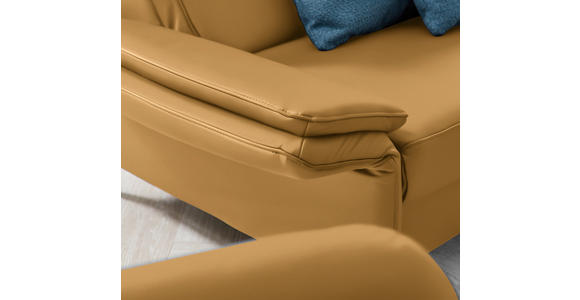 2,5-SITZER Latina in Echtleder Senfgelb   - Senfgelb/Schwarz, Design, Leder/Metall (164/84/99cm) - Dieter Knoll