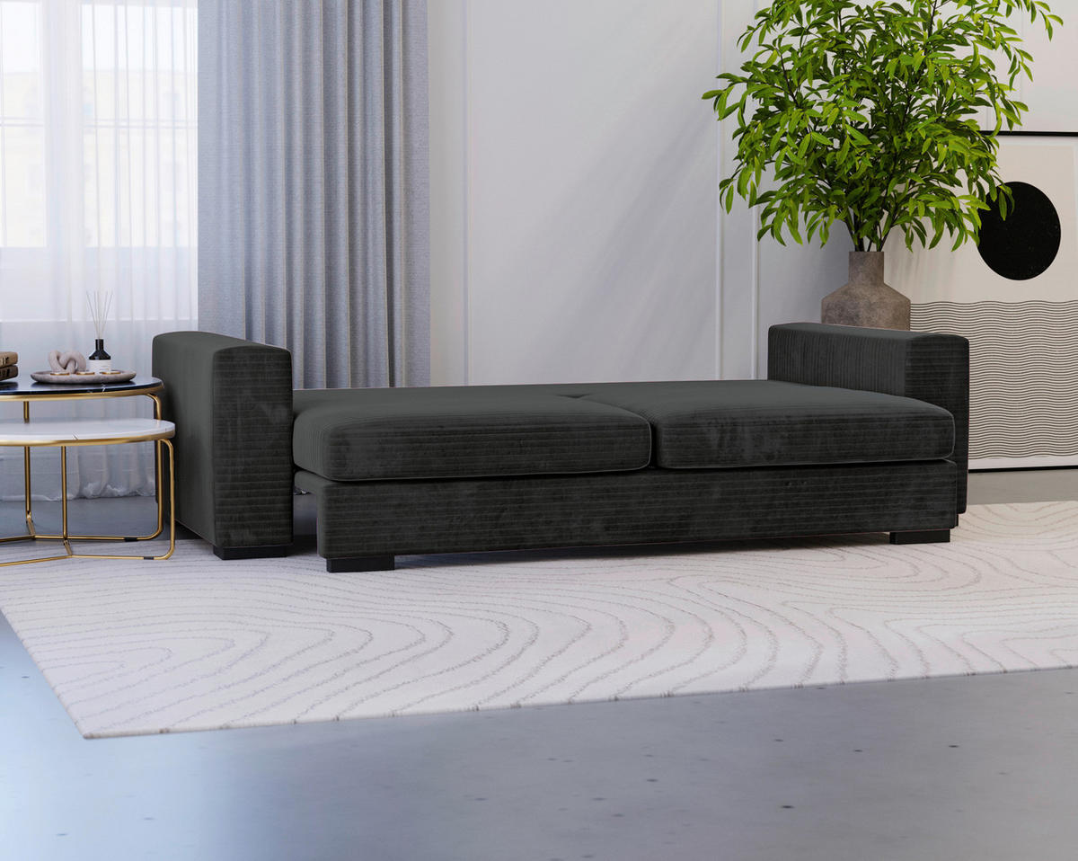 SCHLAFSOFA in Flachgewebe Schwarz  - Schwarz, Konventionell, Kunststoff/Textil (236/78/114cm) - Carryhome