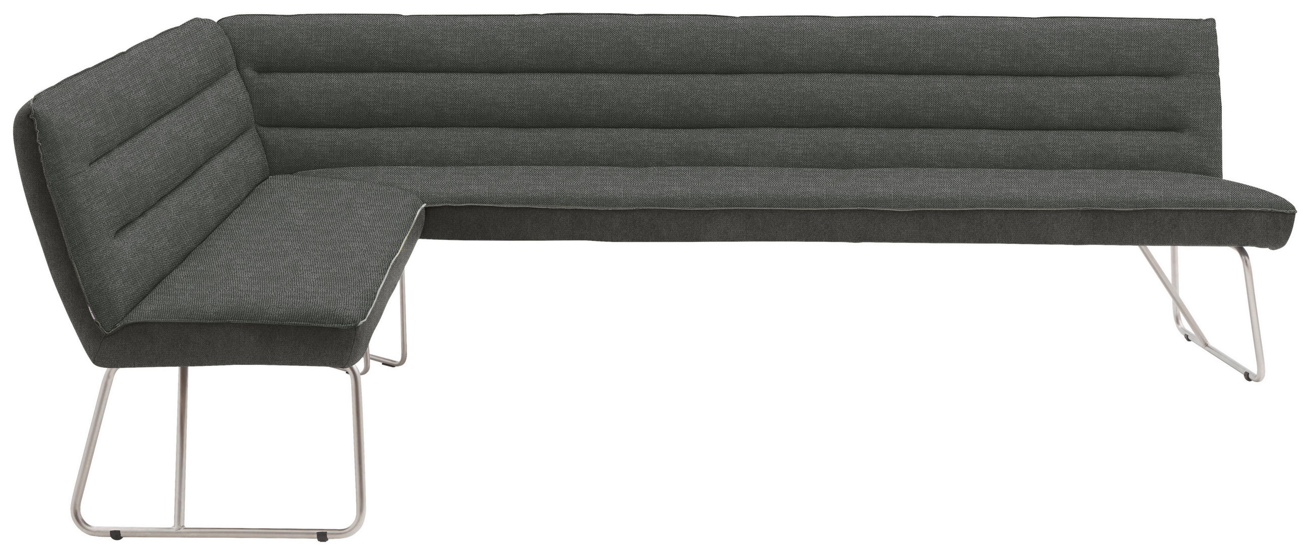 ECKBANK in Metall, Textil Grau, Edelstahlfarben  - Edelstahlfarben/Grau, Design, Textil/Metall (174/264cm) - Dieter Knoll