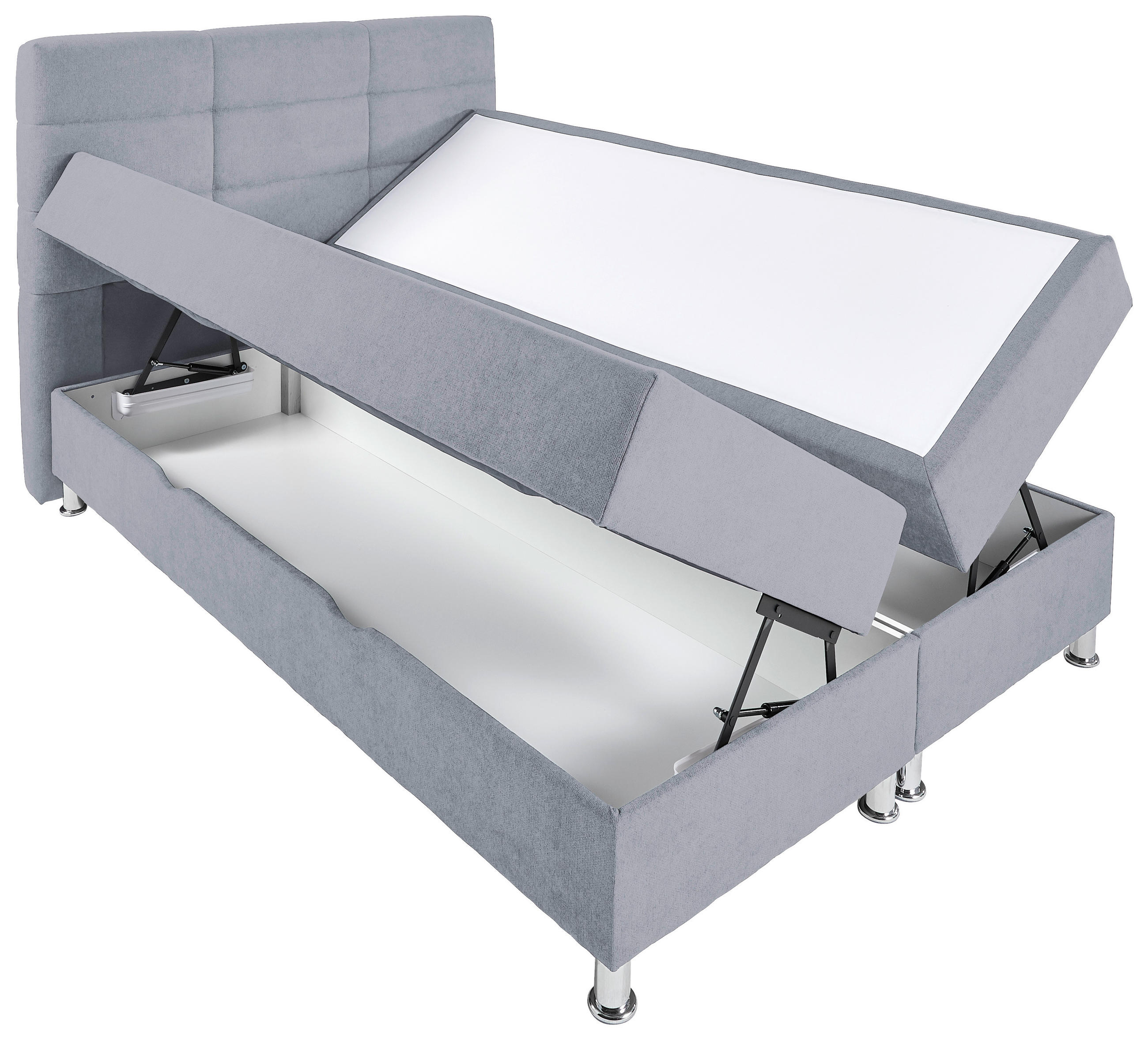 BOXBETT 140/200 cm  in Hellgrau  - Chromfarben/Hellgrau, KONVENTIONELL, Textil/Metall (140/200cm) - Carryhome