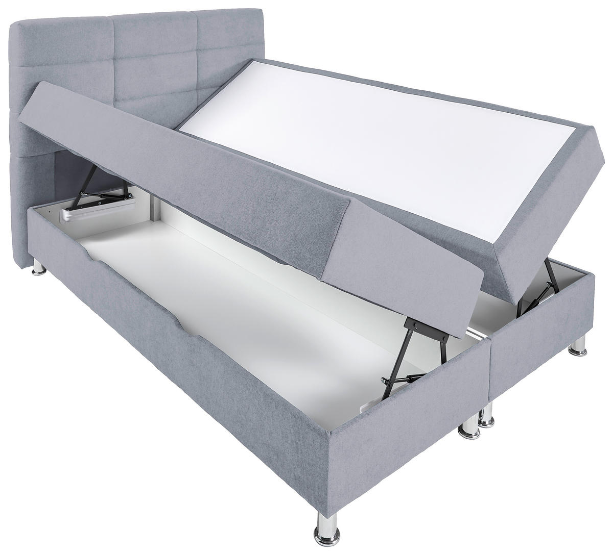BOXBETT 180/200 cm  in Hellgrau  - Chromfarben/Hellgrau, Konventionell, Textil/Metall (180/200cm) - Carryhome