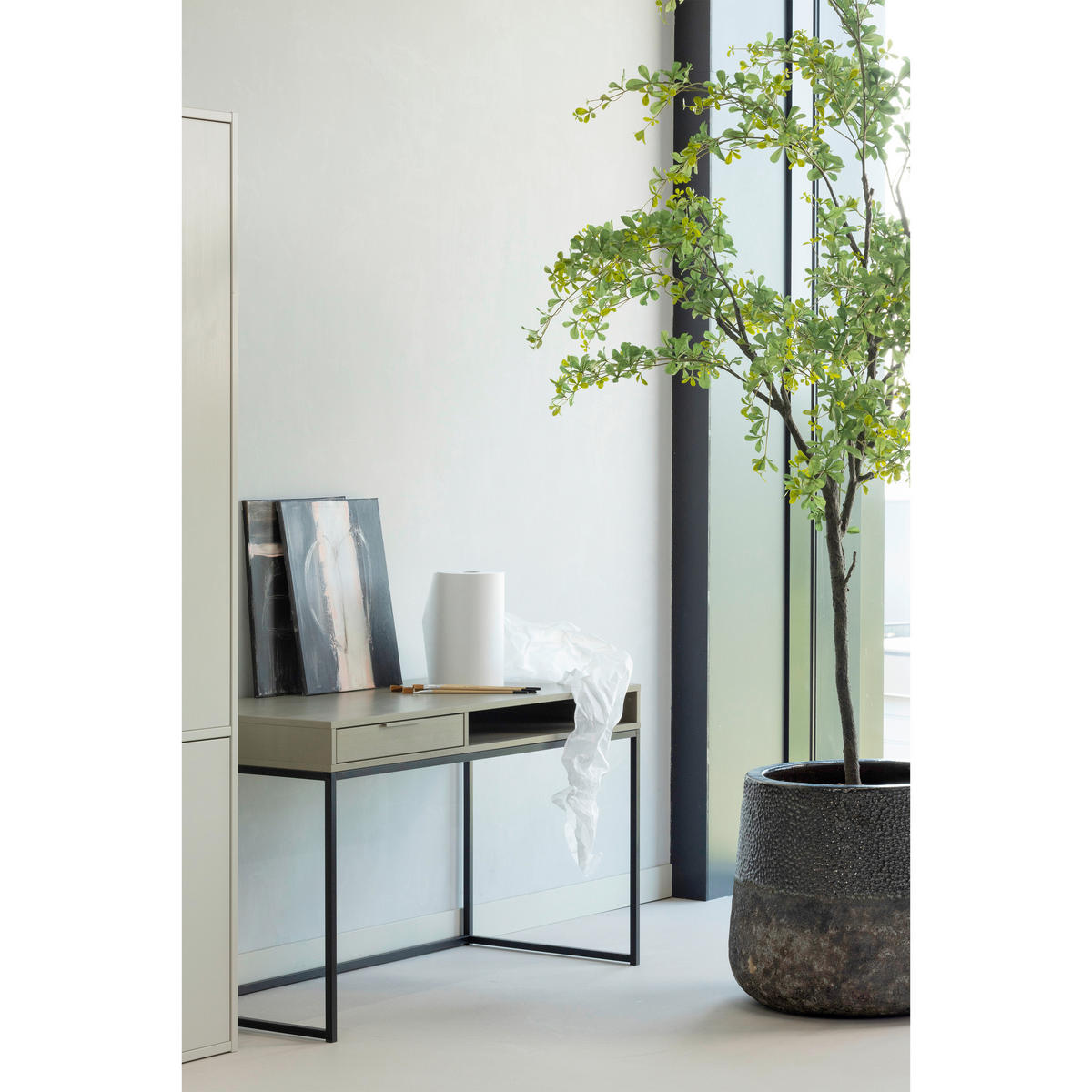 SCHREIBTISCH 130/58/75 cm  in Schlammfarben  - Schlammfarben/Schwarz, MODERN, Holz/Metall (130/58/75cm) - Livetastic