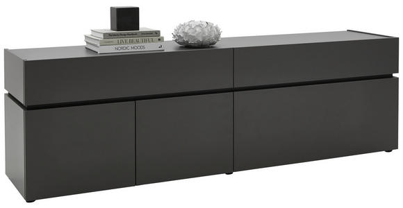 LOWBOARD in 180/57/40 cm - Schwarz/Graphitfarben, Design, Holzwerkstoff/Kunststoff (180/57/40cm) - Voleo